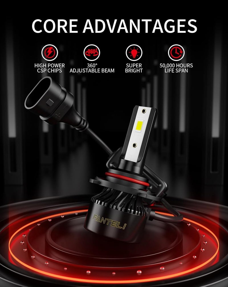 FANTELI 𝟗𝟎𝟏𝟐/𝐇𝐈𝐑𝟐 Bulbs 800% Brighter 34000LM 6500K Cool White, Backup 1:1 Design with Cooling Fan, Plug and Play Quick Install Off Road Lights, Pack of 2 - Image 2